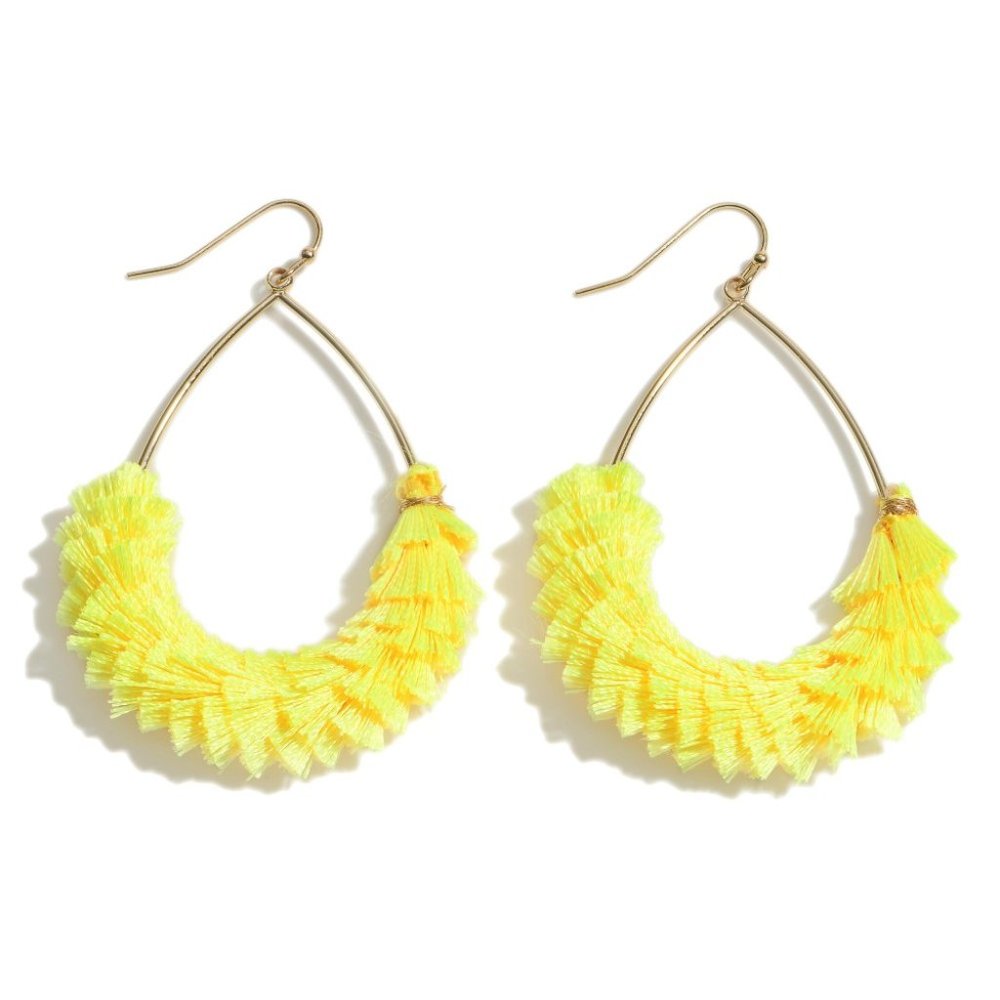 NWT 1 Pair Yellow Fringe Tassel Earrings